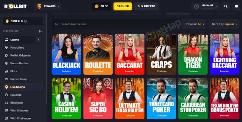 RollBit Live Casino and Games