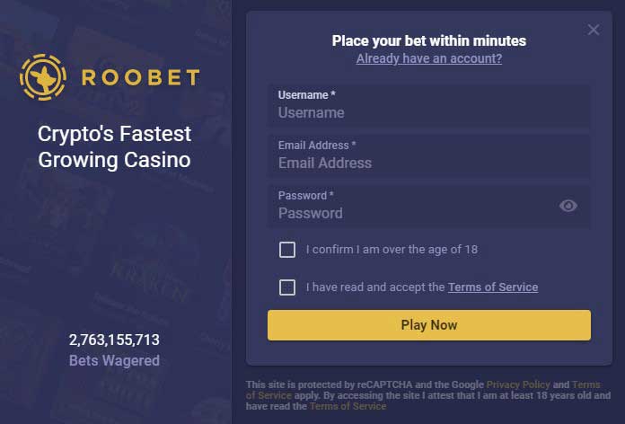 Roobet Registration Process