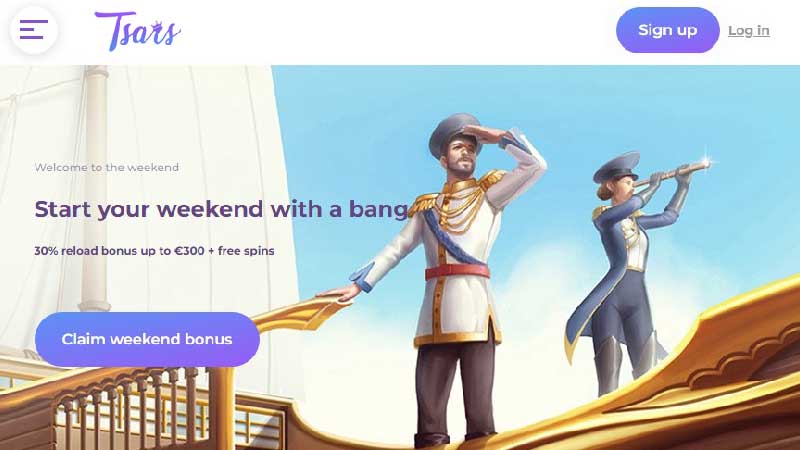 Boost your weekend with amazing Bonuses and Free Spins at Tsars Casino