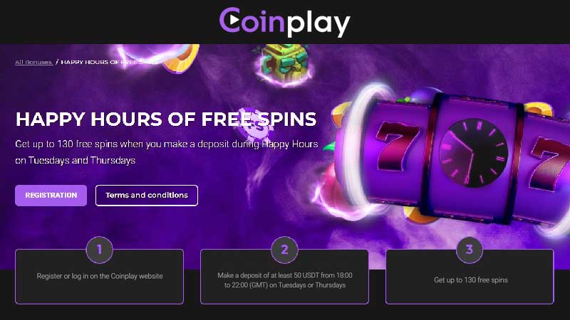 Happy hours of free spins with CoinPlay