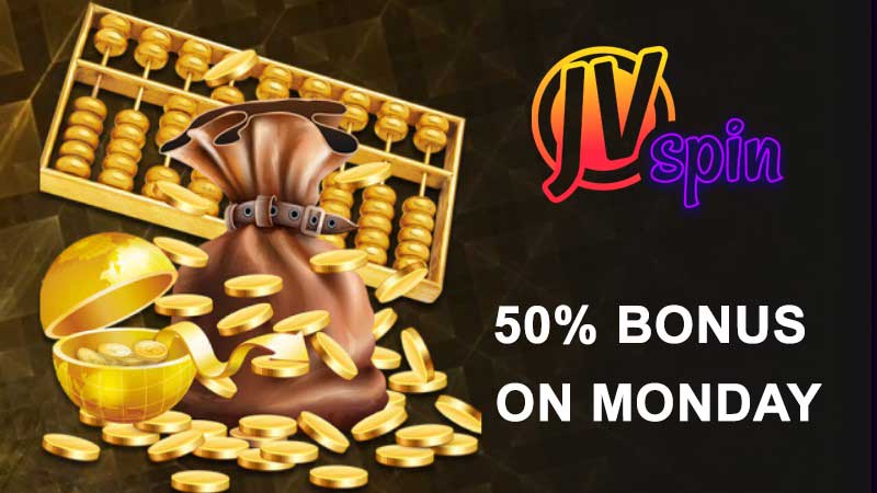 JVSpin offers a 50% bonus up to 300 EUR every Mondays