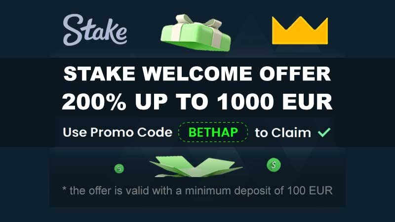 Stake.com Promo code: BETHAP - Welcome Offer to $1000