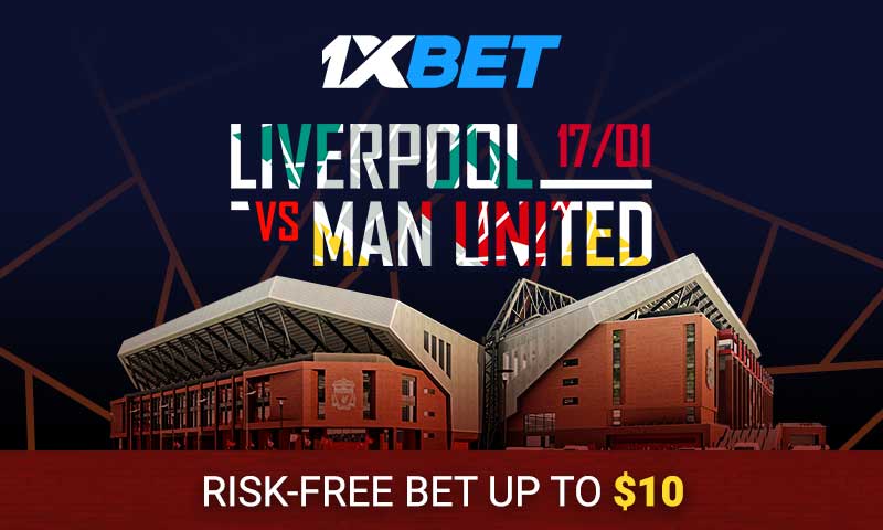 1xBet bet for the match Liverpool and Man. United