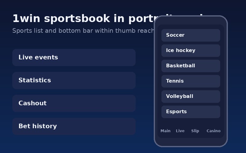 1win Sportsbook Tools in Portrait Mode