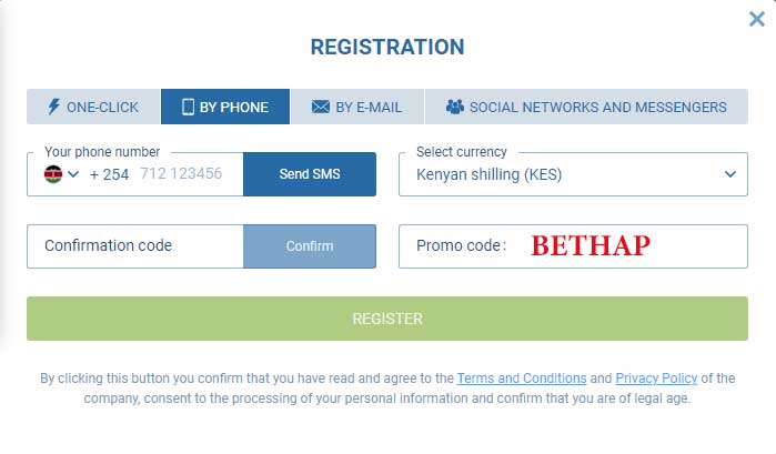 How to register in 1xBet Kenya?