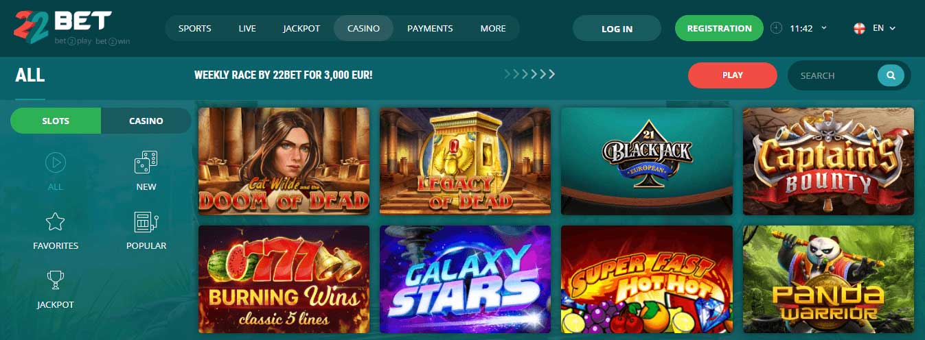 22Bet - Giochi di slot