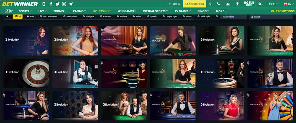 Betwinner games for the live casino