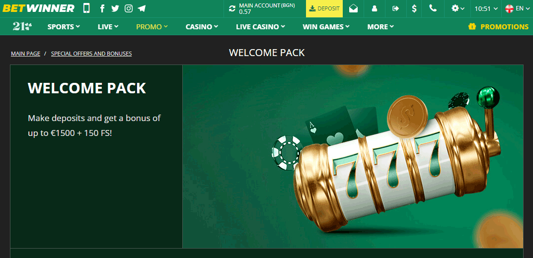 Betwinner Welcome Bonus for Casino