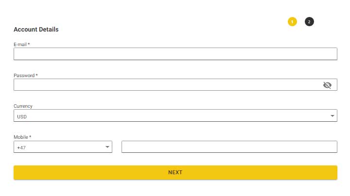 Betfinal Registration Step 1