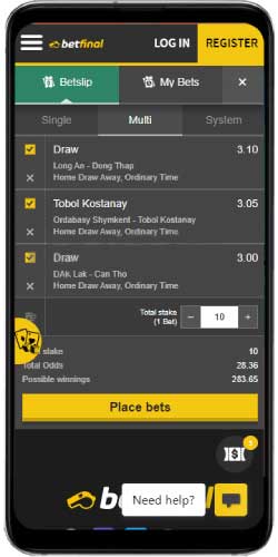 Betfinal mobile app