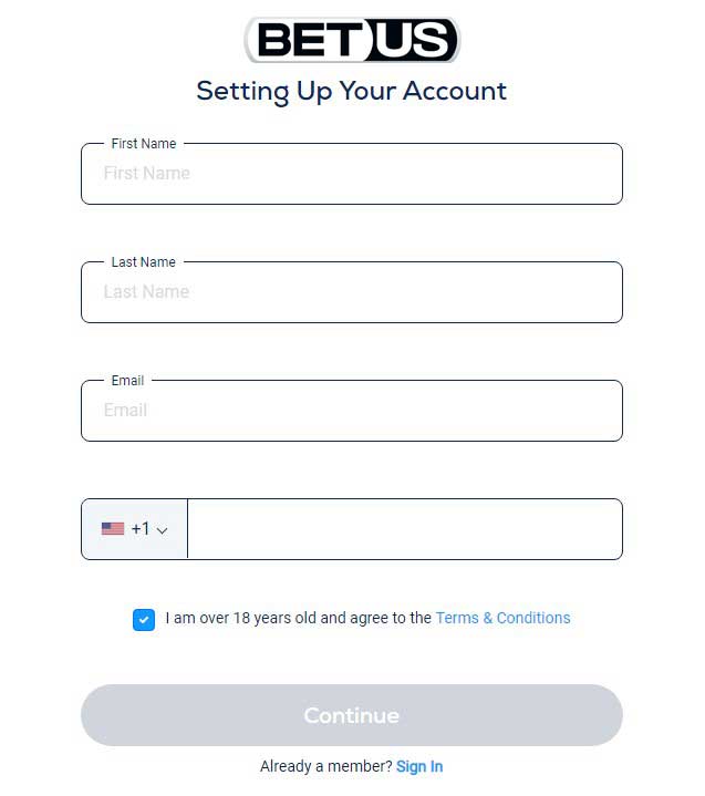 BetUS Registration Process