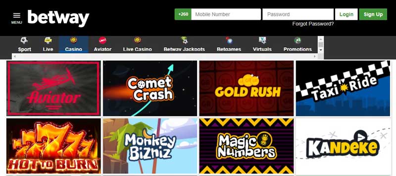 Betway Tanzania Casino Options