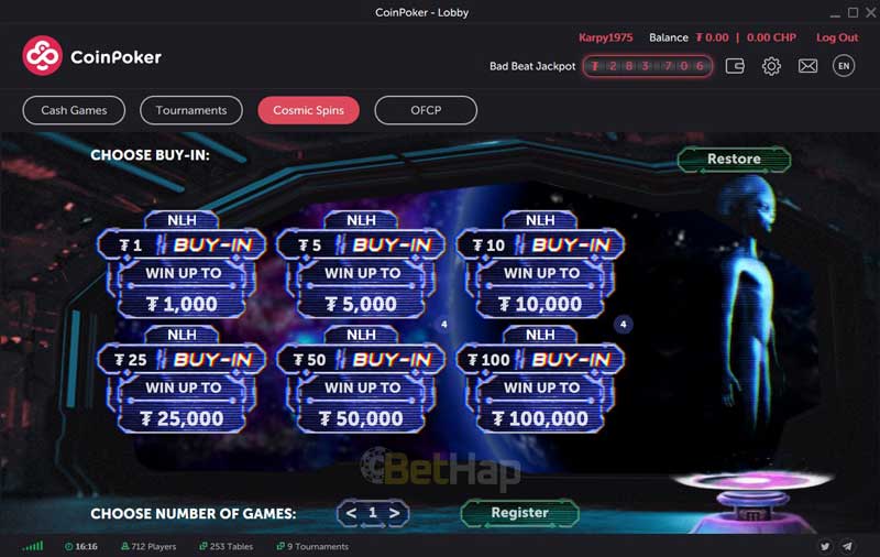 Cosmic Spins at CoinPoker