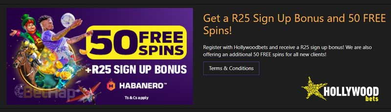 Hollywoodbets Welcome Bonuses 50 free spins