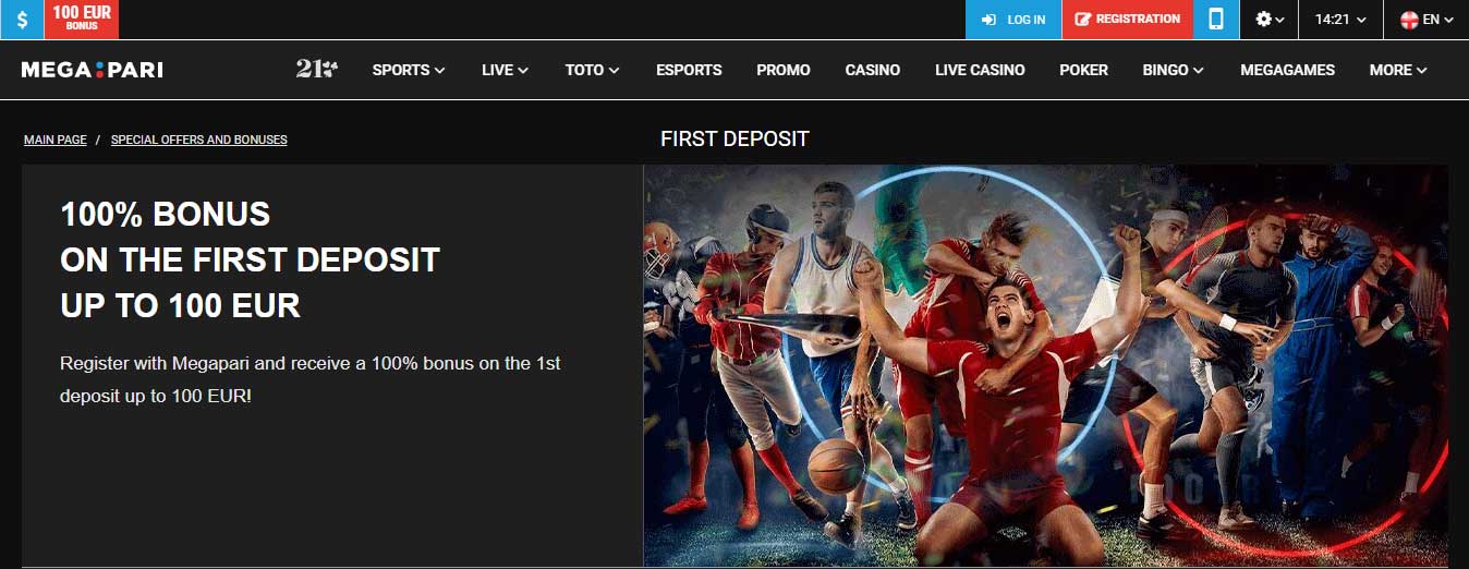 Megapari - 100% of the first deposit up to 100 EUR