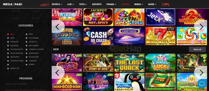 Megapari online casino website