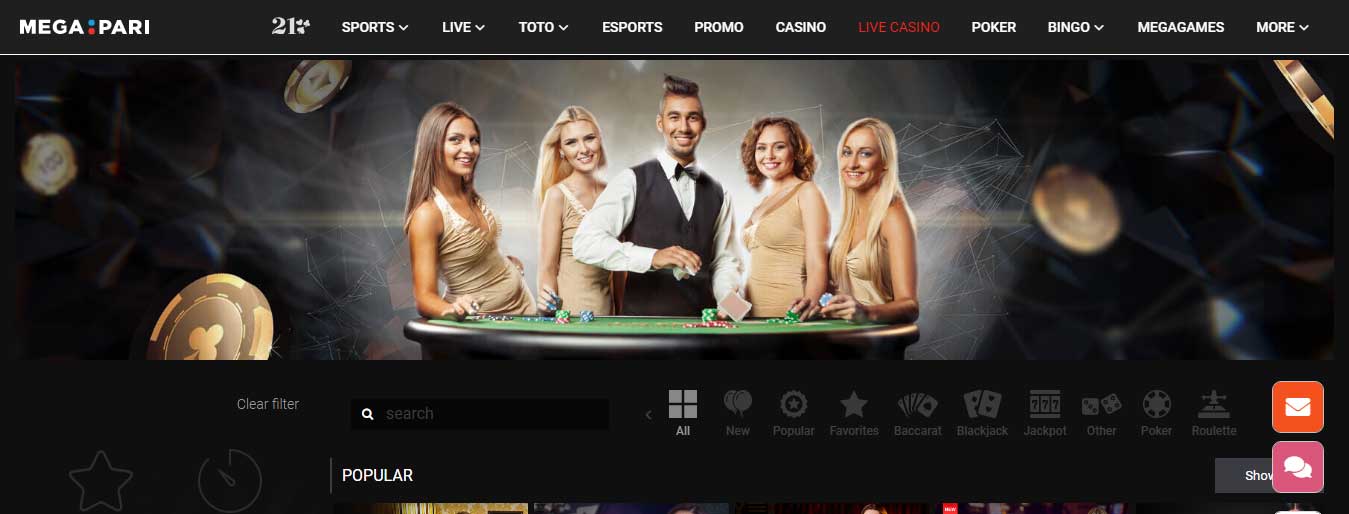 Megapari - Casino en vivo