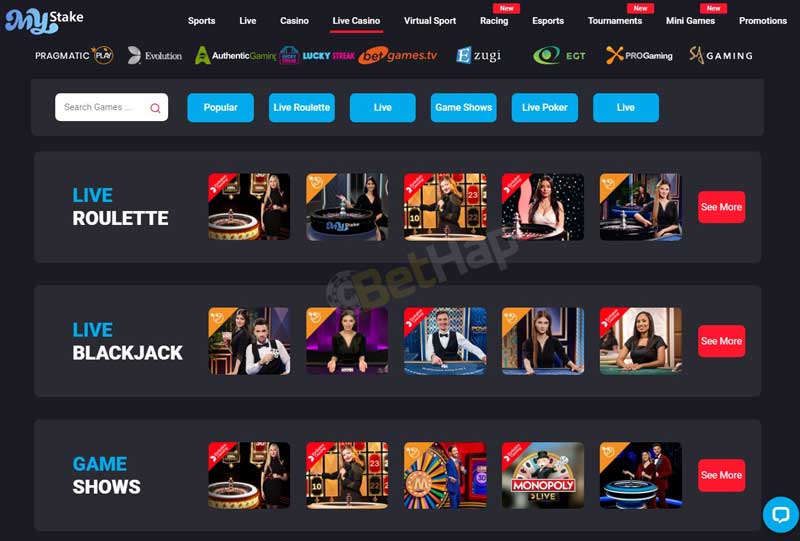 MyStake live casino