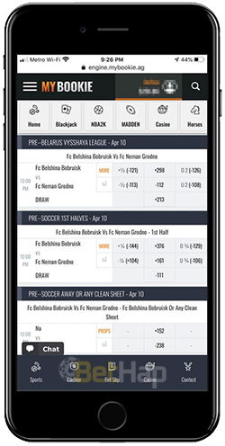 MyBookie mobile app for iOS