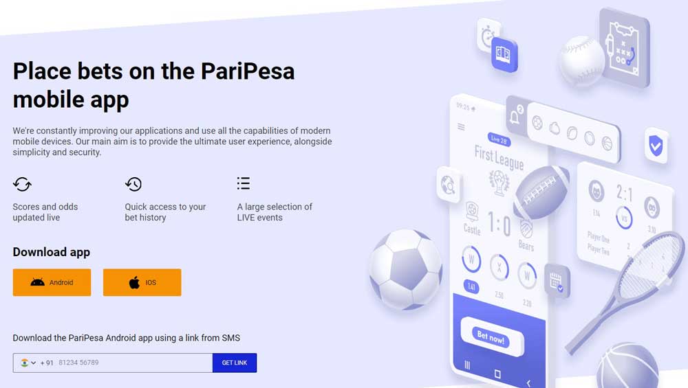Features of Paripesa Mobile app