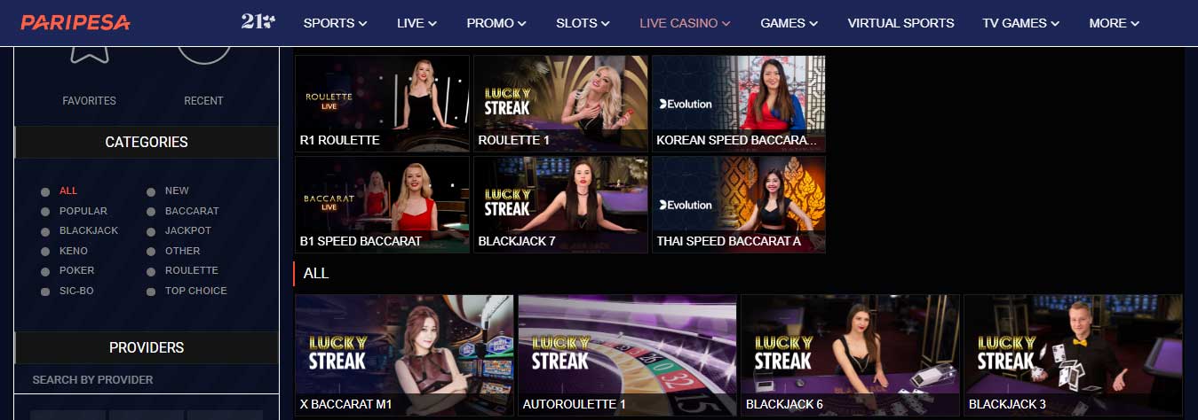 Casinò Live Paripesa