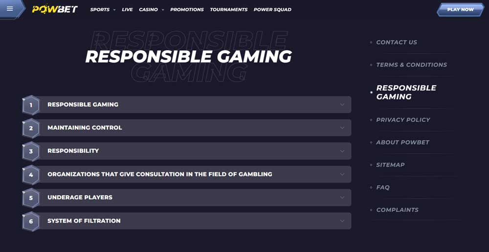 Responsible Gaming at Powbet