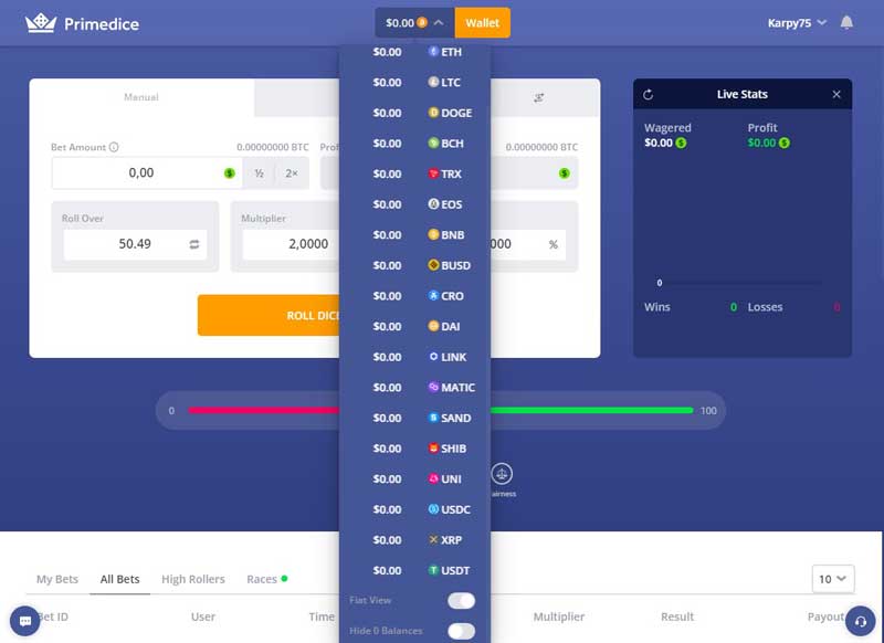 Primedice Payment Methods