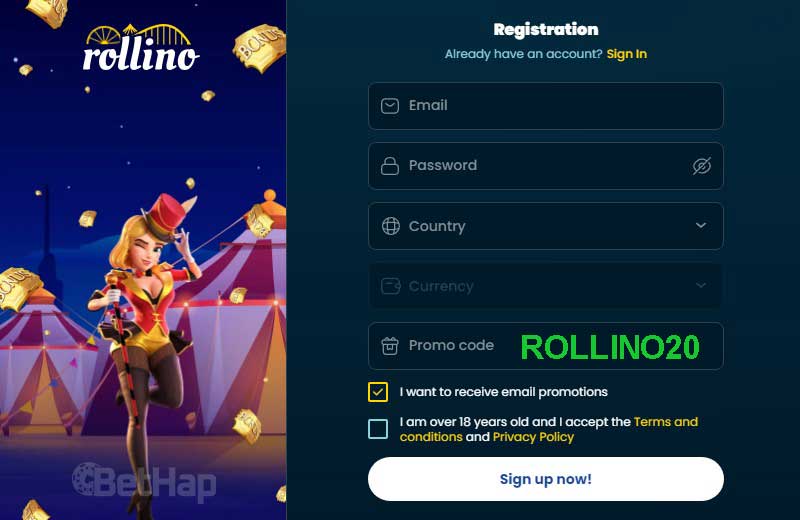 Rollino Sign Up - Step by step