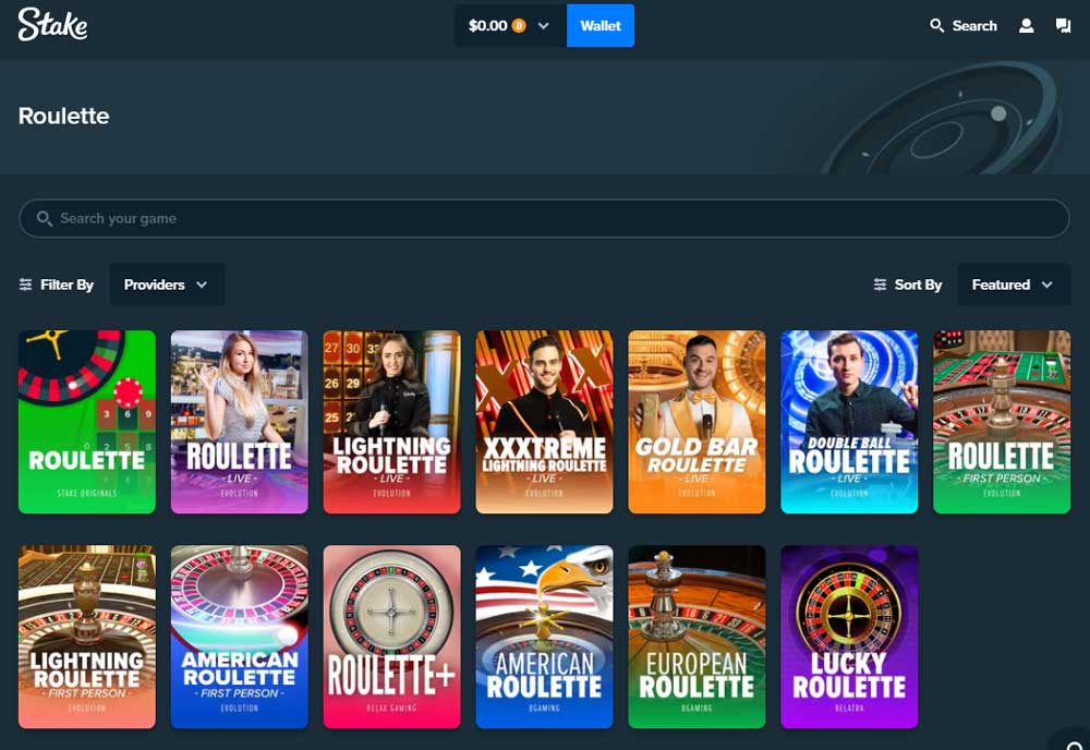What are the available Stake Roulette games?