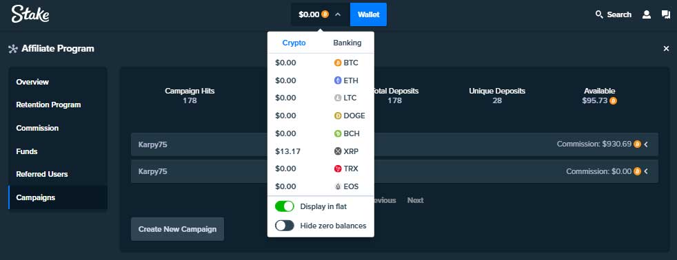 What are the available Stake Crypto currencies?