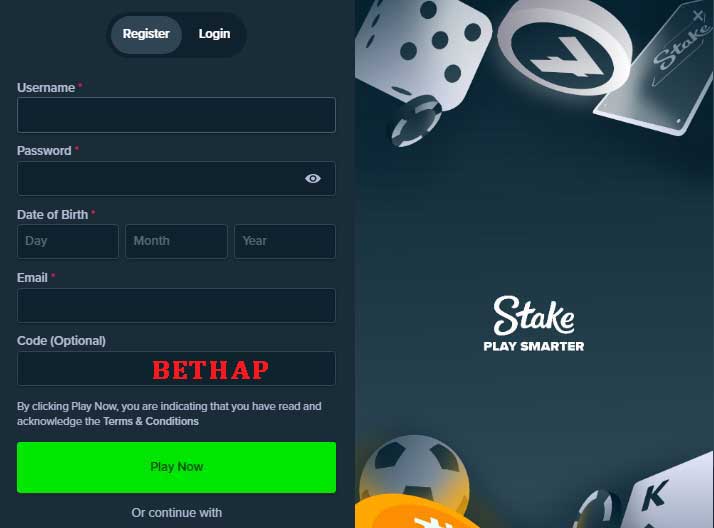 Stake - Registrazione / Codice promozionale 