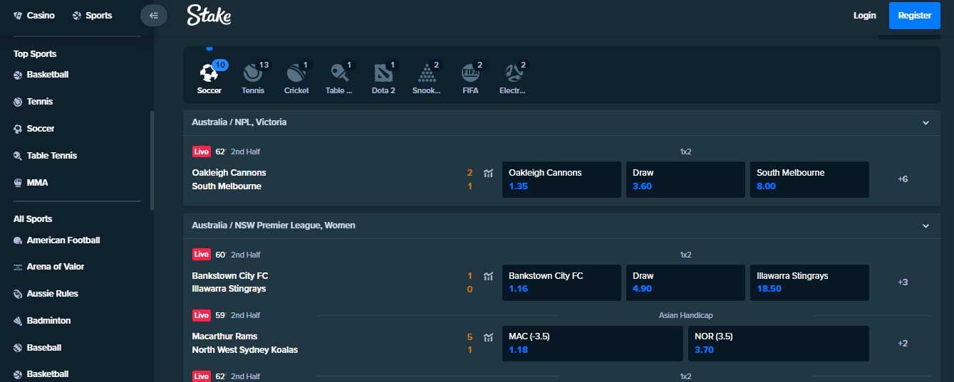 Ci sono scommesse sportive su Stake?