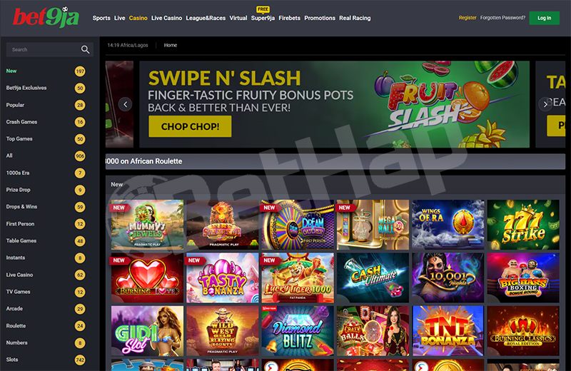 Bet9ja Casino Page Interface