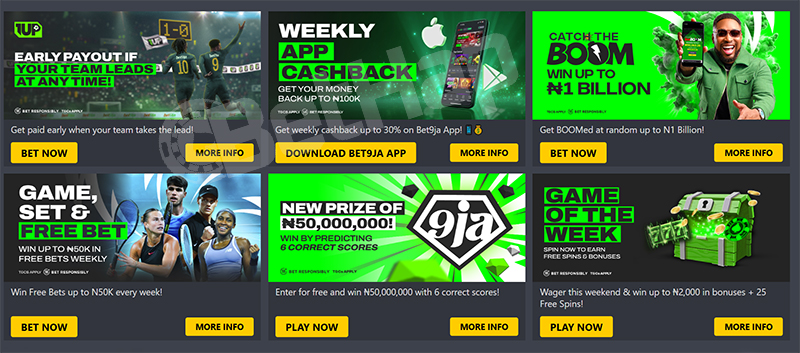 Bet9ja Bonuses for Registered Players