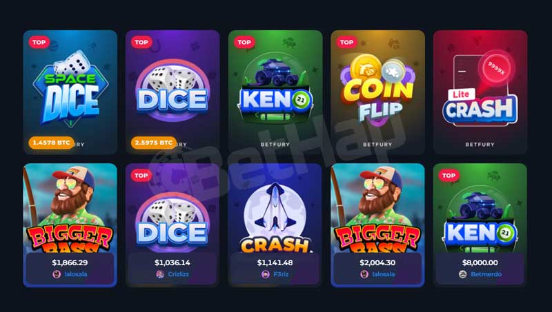 Betfury Casino Section