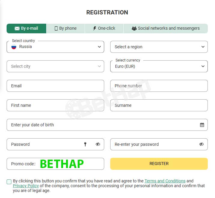 Betwinner Casino Registration Process