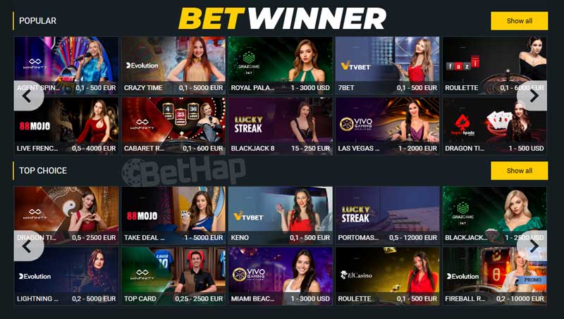 Betwinner Live Casino