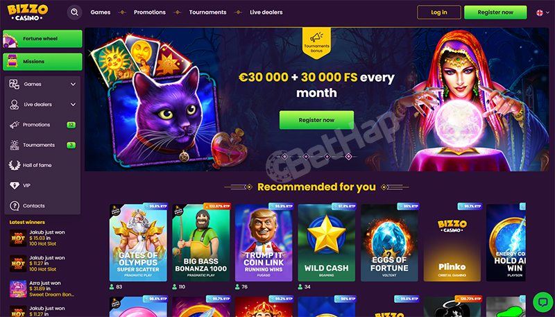 Bizzocasino Design and Interface