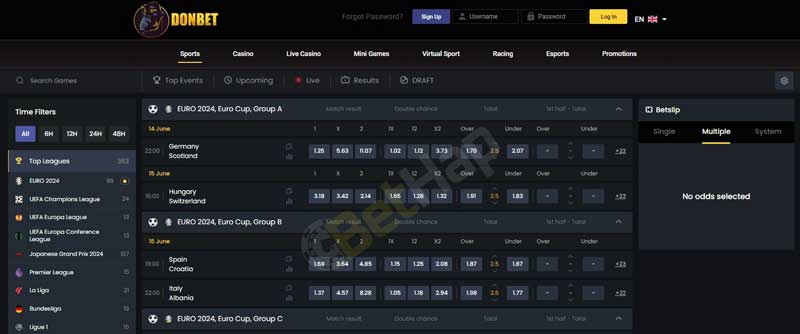 Donbet Sports Betting Options