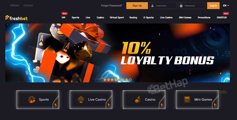 Freshbet Casino Design and Interface