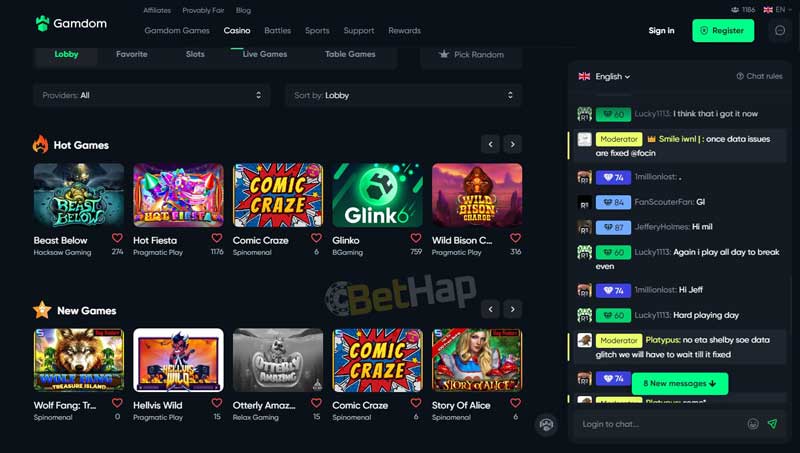 Gamdom Casino Games on Mobile Device