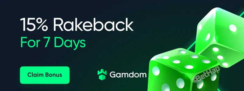 Gamdom Welcome Bonus Rakeback 15% 7 days