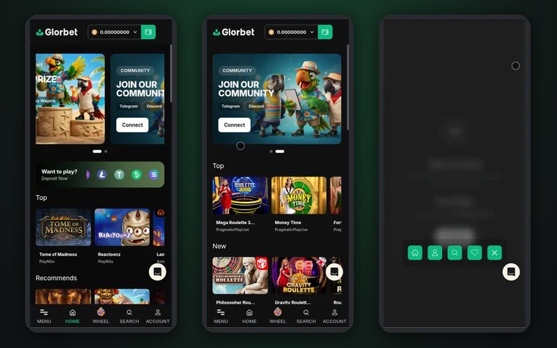 Glorbet Casino in a Mobile Browser