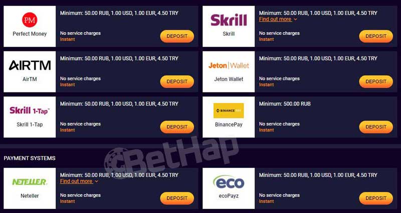 JVSpinbet Payment Methods