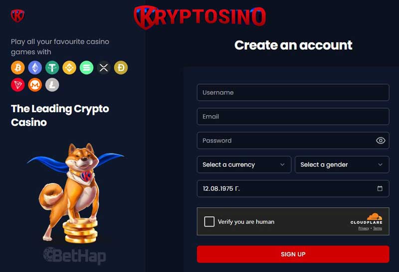Kryptosino Registration Process