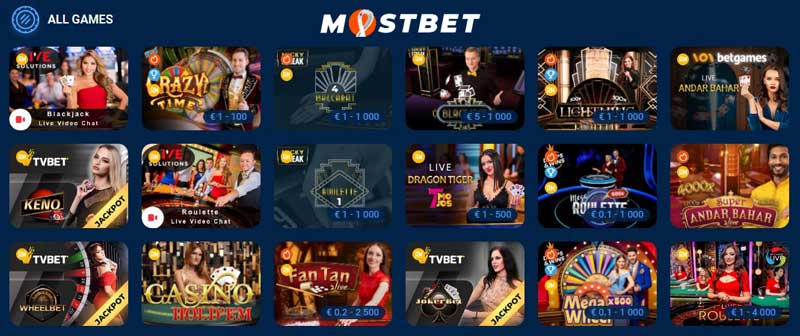 MostBet Live Casino Games