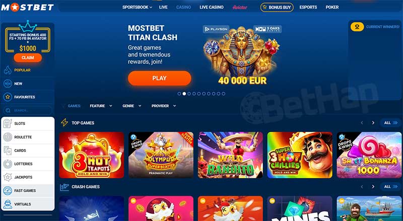 MostBet Casino Section