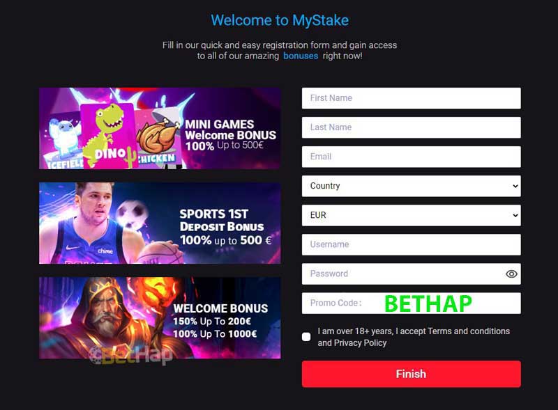 MyStake Casino Registration