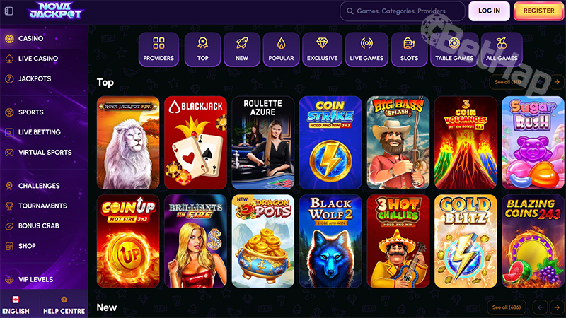 Novajackpot Casino Section