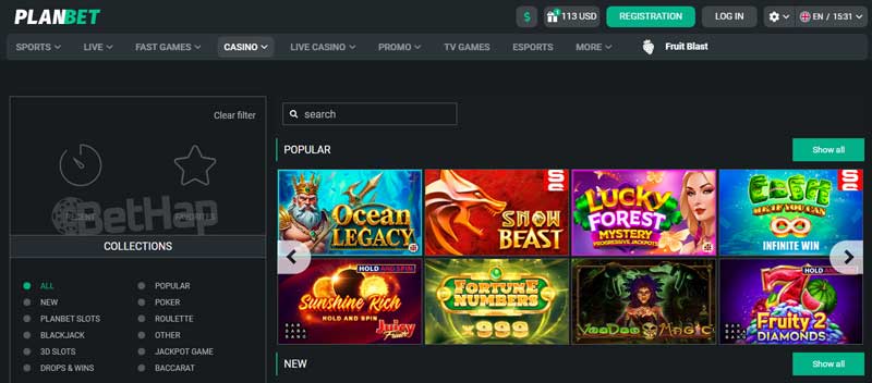 Planbet Casino Design and Interface